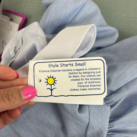 Florence Eiseman Junior Cord Dress with Flowers Blue 4T NWT - Picture 9 of 9